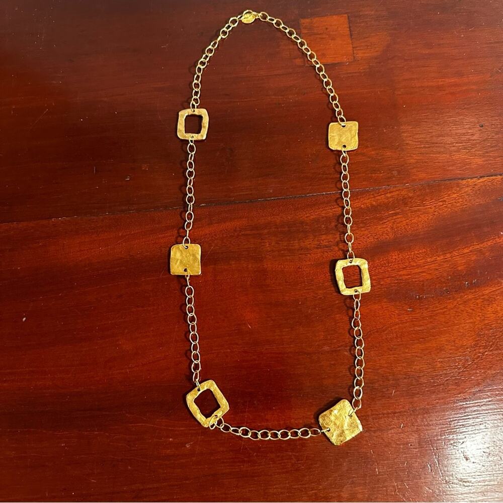 Susan Shaw 30” Clover Link Gold 24Kt Gold Plated Chain Necklace Retro Long